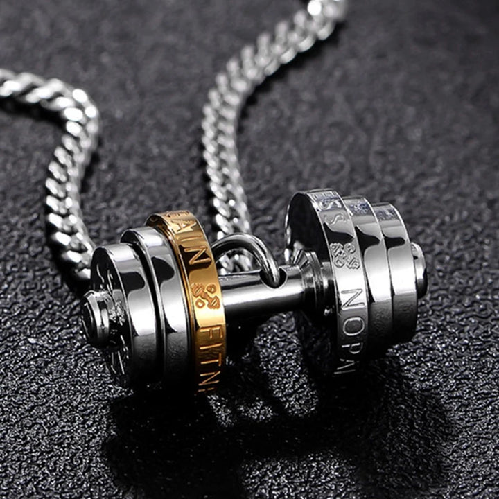 dumbbel necklace male  pendant stainless steel