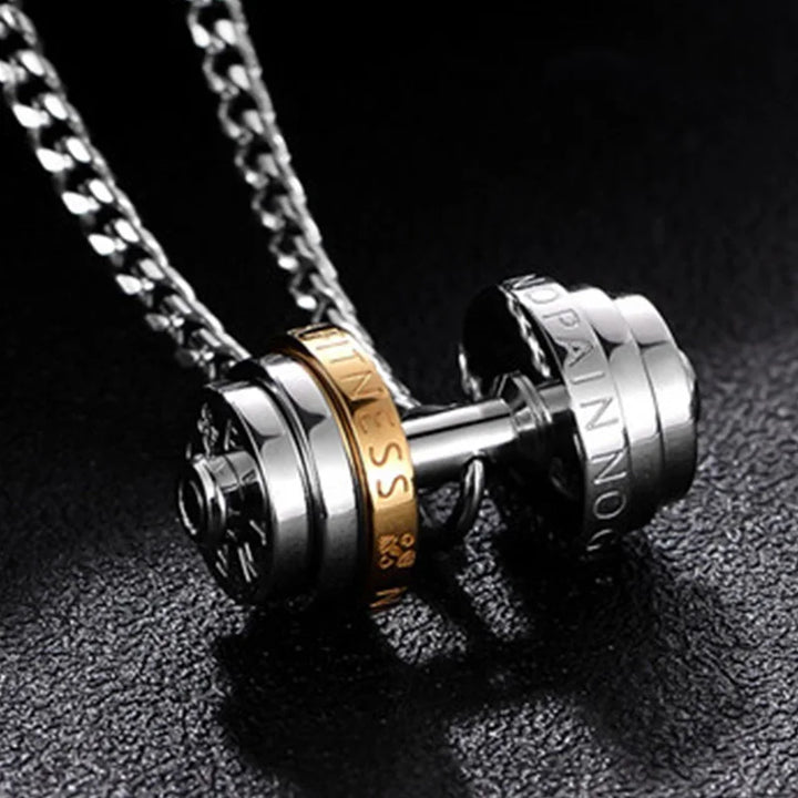 dumbbel necklace male  pendant stainless steel