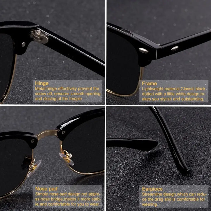 Men SunGlasses Classic Semi Rimless Polarized Sunglasses