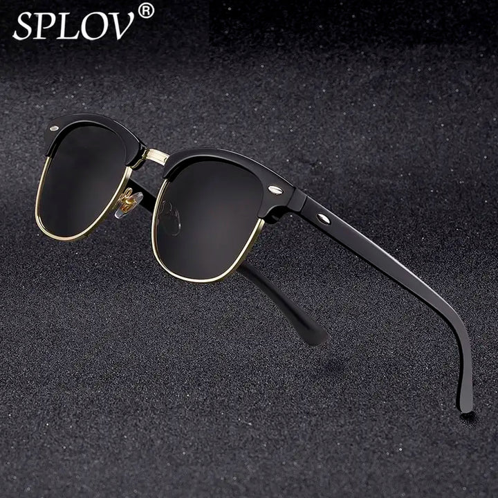 Men SunGlasses Classic Semi Rimless Polarized Sunglasses