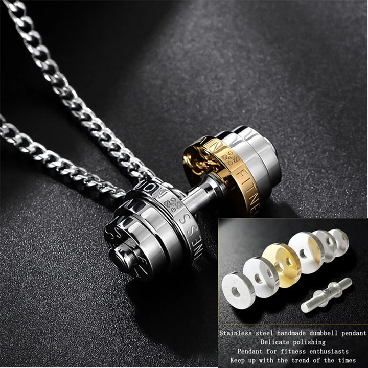 dumbbel necklace male  pendant stainless steel