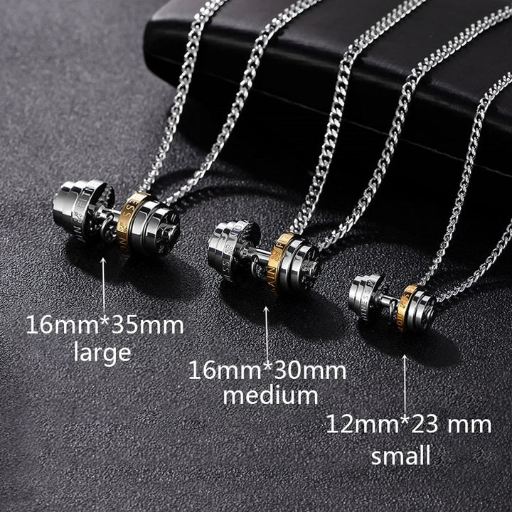 dumbbel necklace male  pendant stainless steel