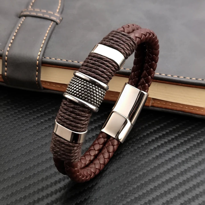 Men Bracelet Stone Bead Bracelet Stainless Steel