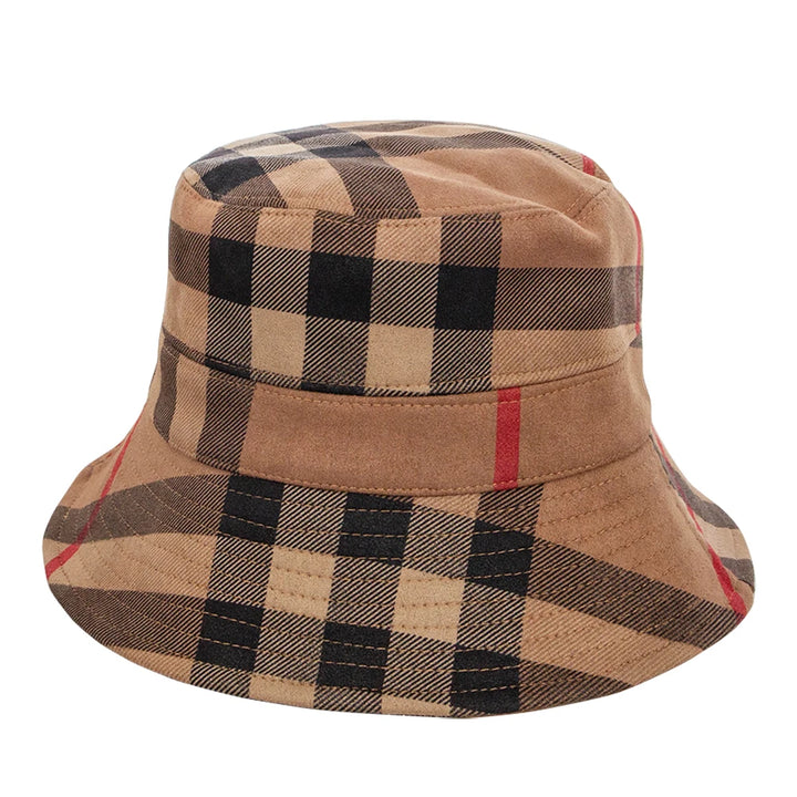 Bucket Hat Suede Plaid Folding Luxury Sun Protection