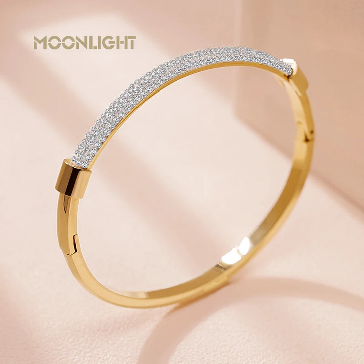 MOONLIGHT Cubic Zirconia Cuff Bangles for Women