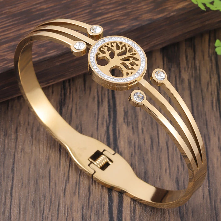 Women's Luxury Designer Bangle Stainless Steel Jewelry Tree of Life