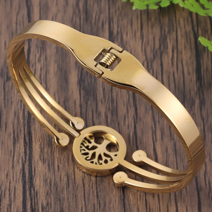 Women's Luxury Designer Bangle Stainless Steel Jewelry Tree of Life